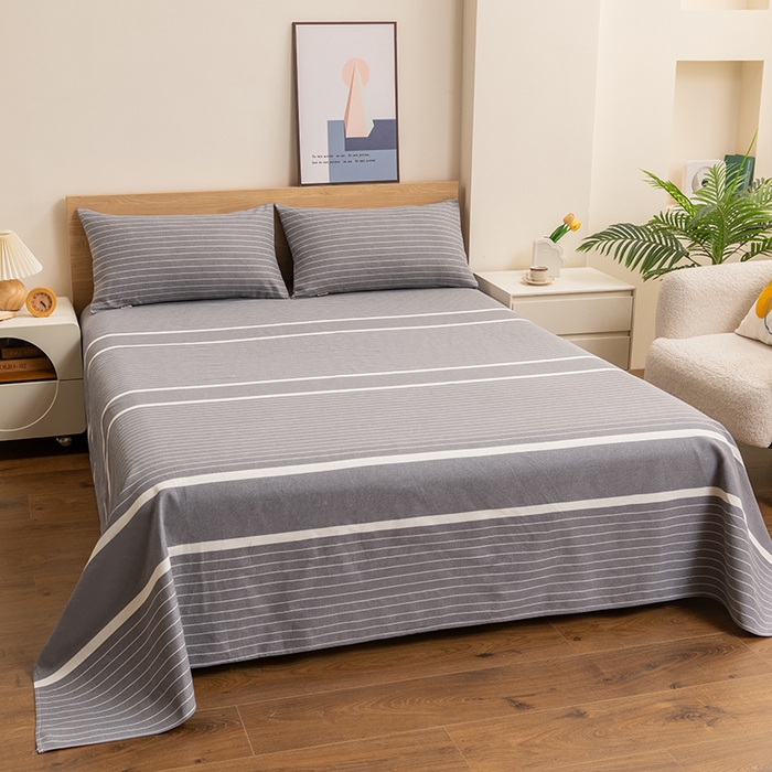 91家纺网 家纺一手货源 找家纺 居美良品 2026新款无印风正宗加厚老粗布床单单件枕套三件套可做凉席 冰川-灰