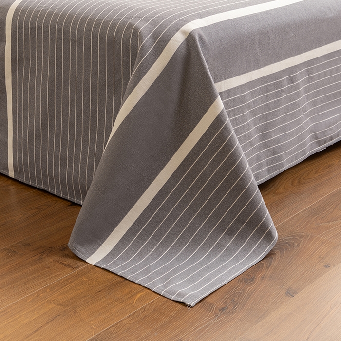 91家纺网 家纺一手货源 找家纺 居美良品 2026新款无印风正宗加厚老粗布床单单件枕套三件套可做凉席 冰川-灰