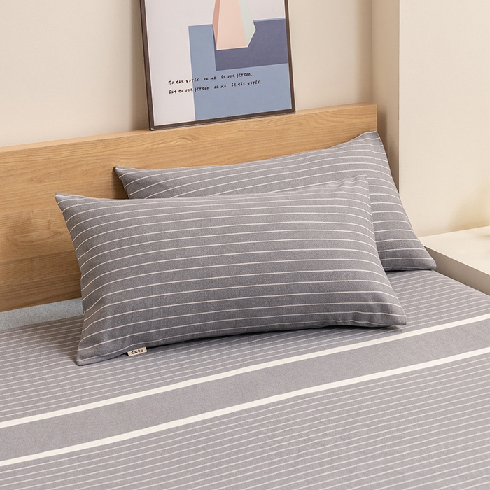 91家纺网 家纺一手货源 找家纺 居美良品 2026新款无印风正宗加厚老粗布床单单件枕套三件套可做凉席 冰川-灰