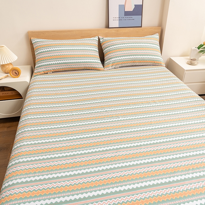 91家纺网 家纺一手货源 找家纺 居美良品 2026新款无印风正宗加厚老粗布床单单件枕套三件套可做凉席 波澜-条