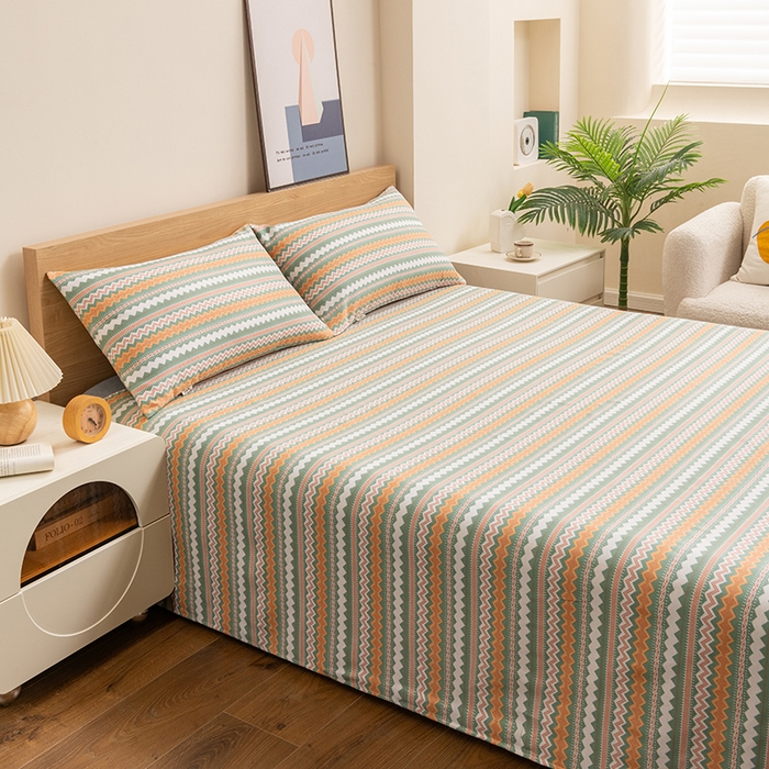 91家纺网 家纺一手货源 找家纺 居美良品 2026新款无印风正宗加厚老粗布床单单件枕套三件套可做凉席 波澜-条