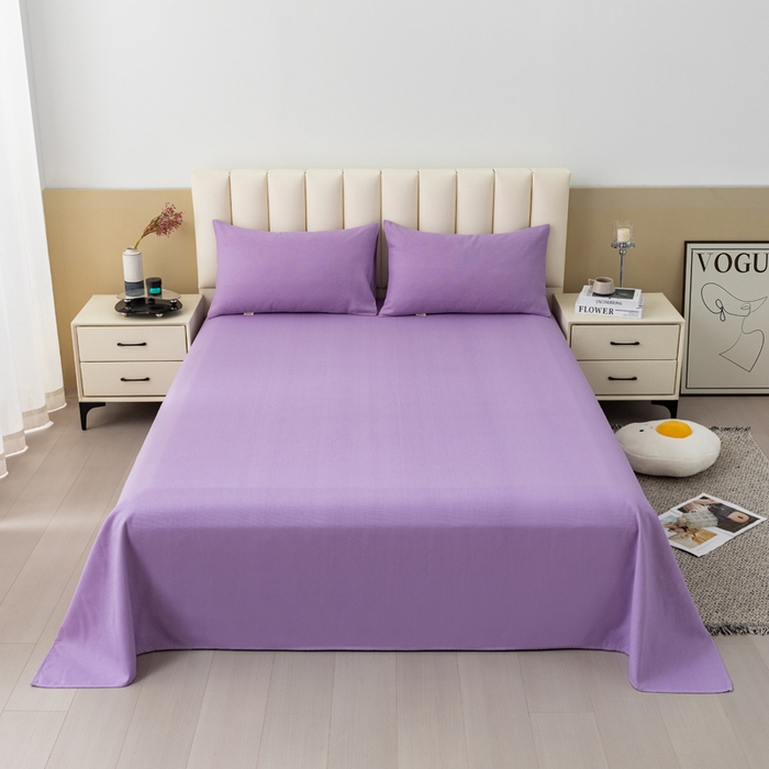 91家纺网 家纺一手货源 找家纺 居美良品 2026新款无印风正宗加厚老粗布床单单件枕套三件套可做凉席 典雅-紫