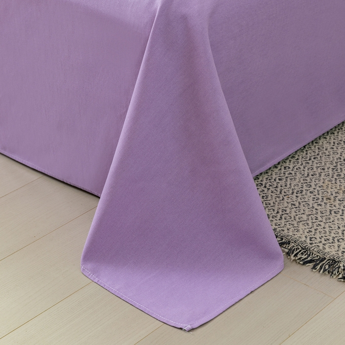 91家纺网 家纺一手货源 找家纺 居美良品 2026新款无印风正宗加厚老粗布床单单件枕套三件套可做凉席 典雅-紫