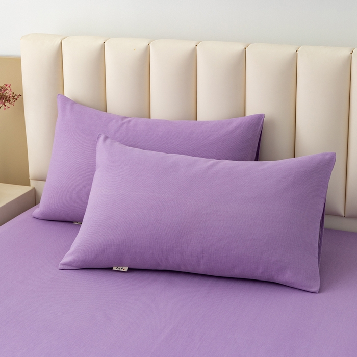 91家纺网 家纺一手货源 找家纺 居美良品 2026新款无印风正宗加厚老粗布床单单件枕套三件套可做凉席 典雅-紫