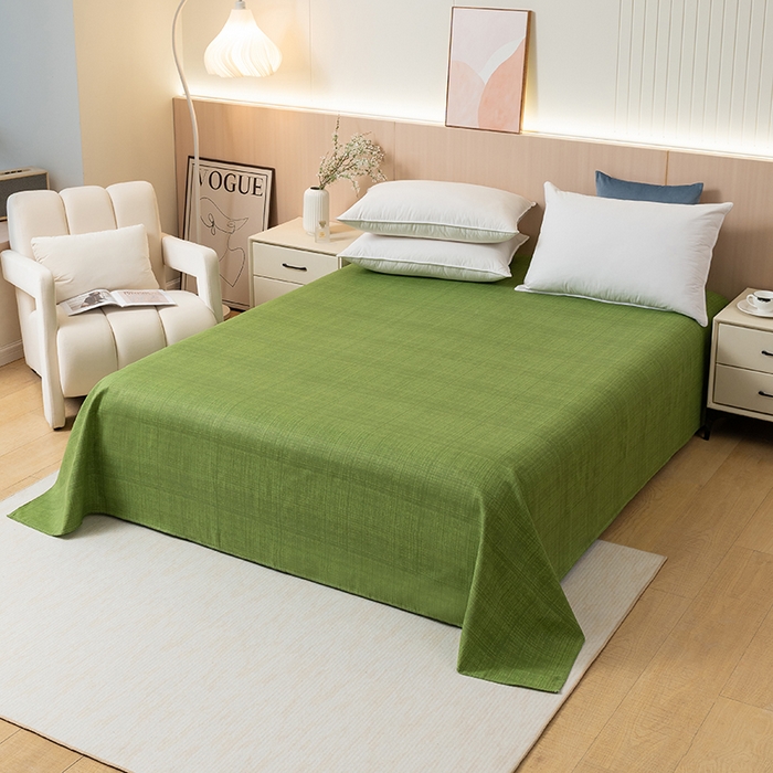 91家纺网 家纺一手货源 找家纺 居美良品 2026新款无印风正宗加厚老粗布床单单件枕套三件套可做凉席 嫩绿