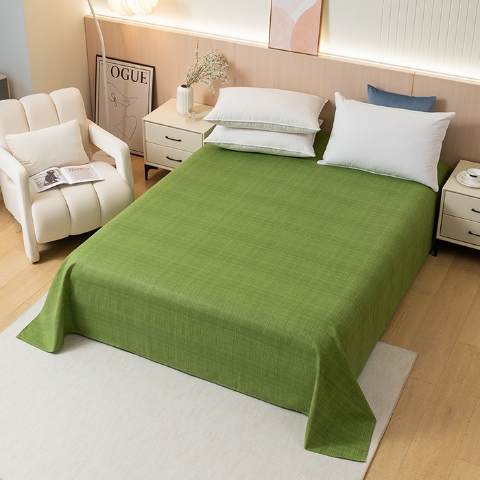 91家纺网 家纺一手货源 找家纺 居美良品 2026新款无印风正宗加厚老粗布床单单件枕套三件套可做凉席 嫩绿