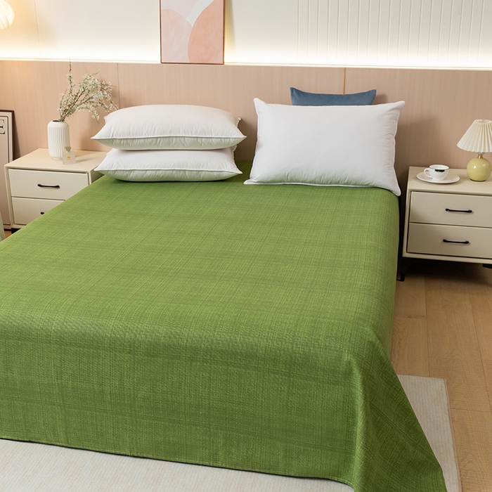 91家纺网 家纺一手货源 找家纺 居美良品 2026新款无印风正宗加厚老粗布床单单件枕套三件套可做凉席 嫩绿