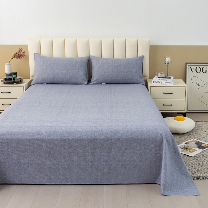 91家纺网 家纺一手货源 找家纺 居美良品 2026新款无印风正宗加厚老粗布床单单件枕套三件套可做凉席 浅灰