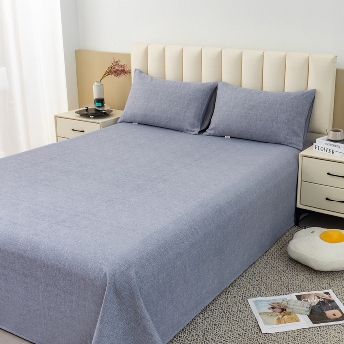 91家纺网 家纺一手货源 找家纺 居美良品 2026新款无印风正宗加厚老粗布床单单件枕套三件套可做凉席 浅灰