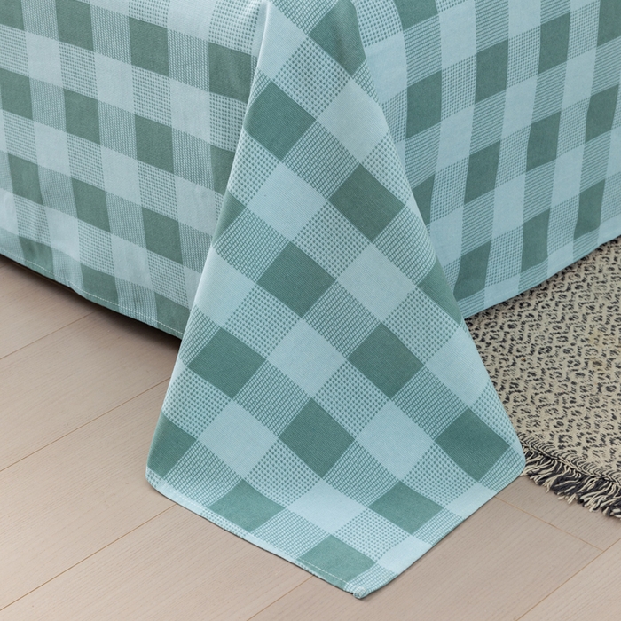 91家纺网 家纺一手货源 找家纺 居美良品 2026新款无印风正宗加厚老粗布床单单件枕套三件套可做凉席 清风-绿