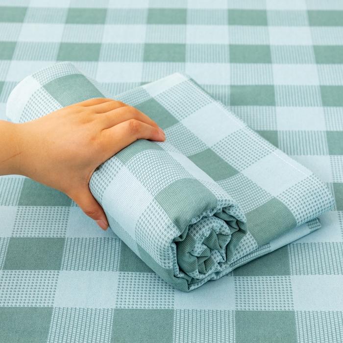 91家纺网 家纺一手货源 找家纺 居美良品 2026新款无印风正宗加厚老粗布床单单件枕套三件套可做凉席 清风-绿