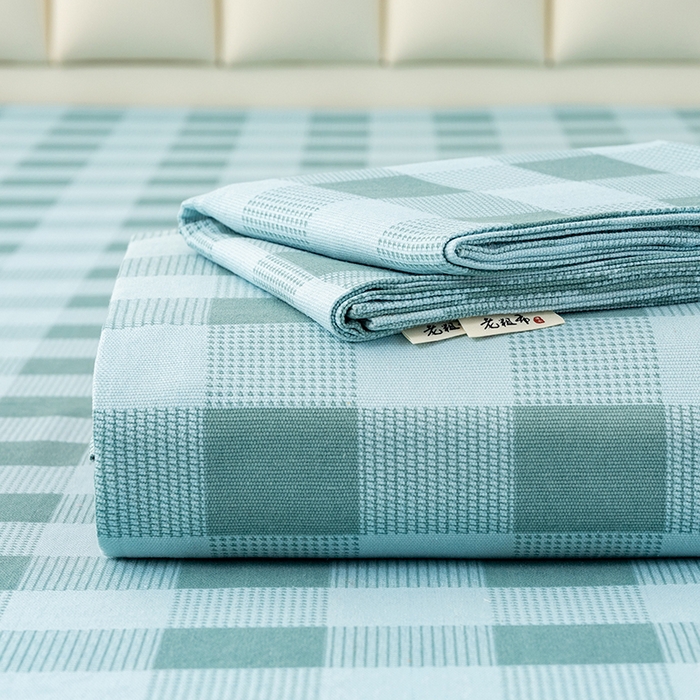 91家纺网 家纺一手货源 找家纺 居美良品 2026新款无印风正宗加厚老粗布床单单件枕套三件套可做凉席 清风-绿