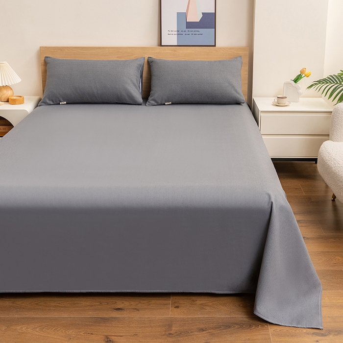 91家纺网 家纺一手货源 找家纺 居美良品 2026新款无印风正宗加厚老粗布床单单件枕套三件套可做凉席 深灰