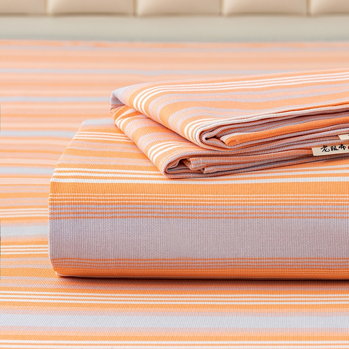 91家纺网 家纺一手货源 找家纺 居美良品 2026新款无印风正宗加厚老粗布床单单件枕套三件套可做凉席 夏日-橙