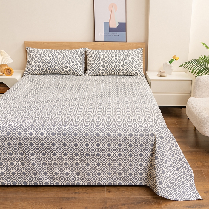 91家纺网 家纺一手货源 找家纺 居美良品 2026新款无印风正宗加厚老粗布床单单件枕套三件套可做凉席 星辰-灰