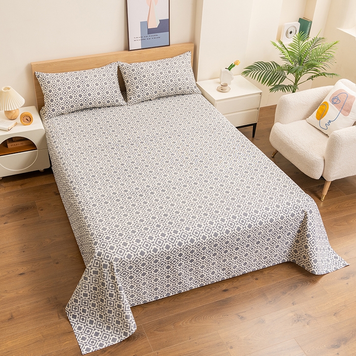 91家纺网 家纺一手货源 找家纺 居美良品 2026新款无印风正宗加厚老粗布床单单件枕套三件套可做凉席 星辰-灰