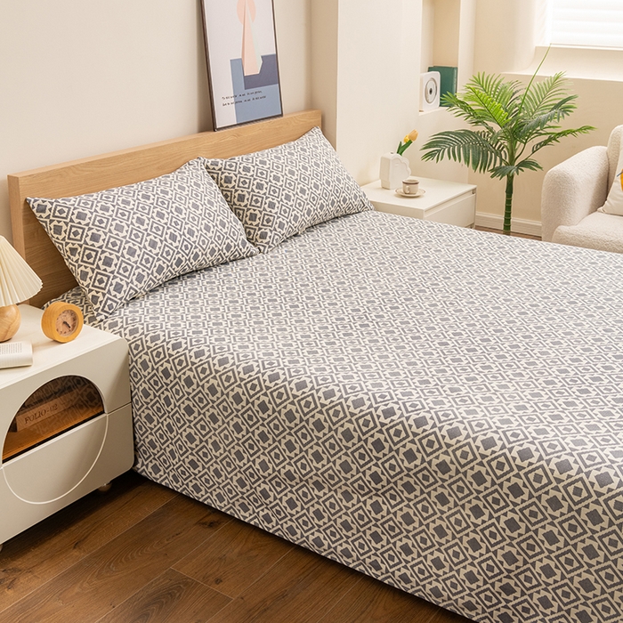 91家纺网 家纺一手货源 找家纺 居美良品 2026新款无印风正宗加厚老粗布床单单件枕套三件套可做凉席 星辰-灰