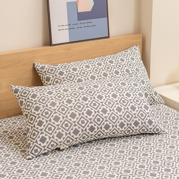 91家纺网 家纺一手货源 找家纺 居美良品 2026新款无印风正宗加厚老粗布床单单件枕套三件套可做凉席 星辰-灰