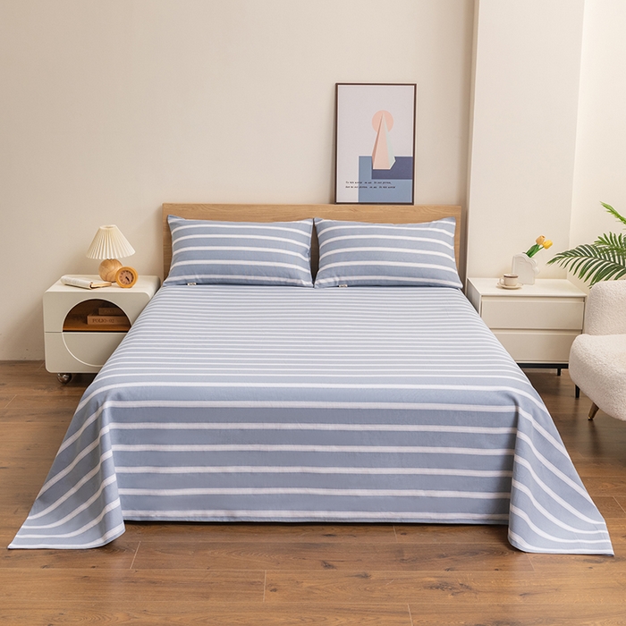 91家纺网 家纺一手货源 找家纺 居美良品 2026新款无印风正宗加厚老粗布床单单件枕套三件套可做凉席 雅致-灰