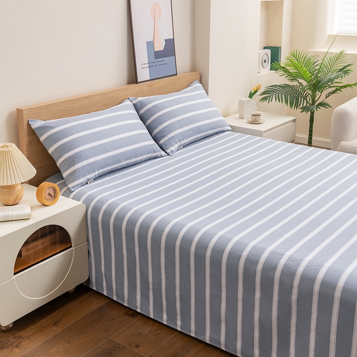 91家纺网 家纺一手货源 找家纺 居美良品 2026新款无印风正宗加厚老粗布床单单件枕套三件套可做凉席 雅致-灰