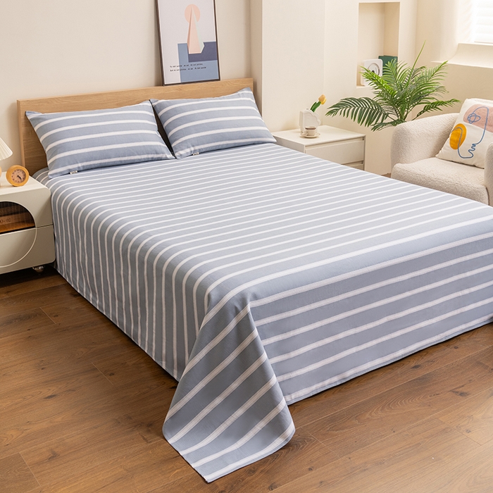 91家纺网 家纺一手货源 找家纺 居美良品 2026新款无印风正宗加厚老粗布床单单件枕套三件套可做凉席 雅致-灰