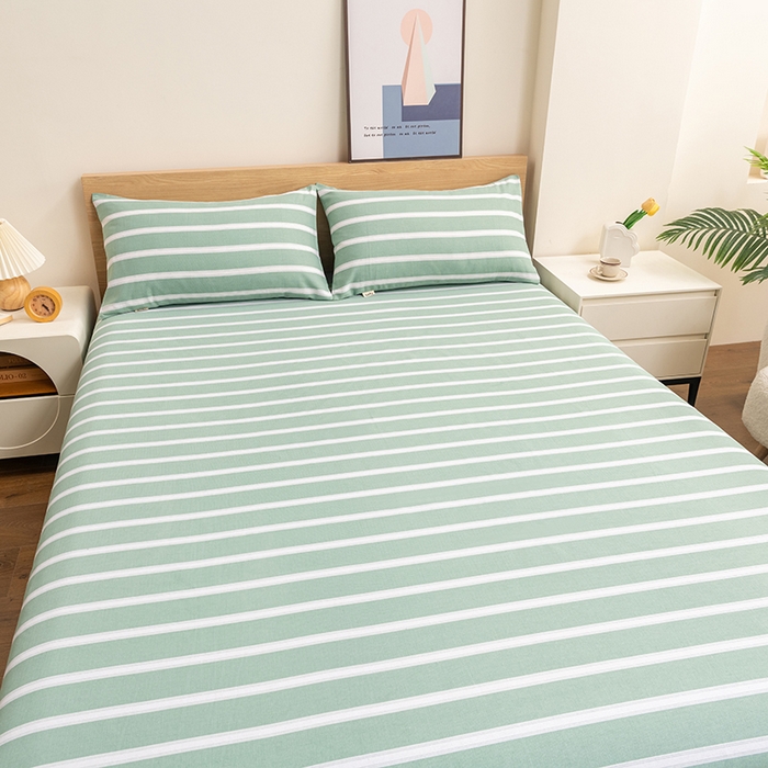 91家纺网 家纺一手货源 找家纺 居美良品 2026新款无印风正宗加厚老粗布床单单件枕套三件套可做凉席 雅致-绿