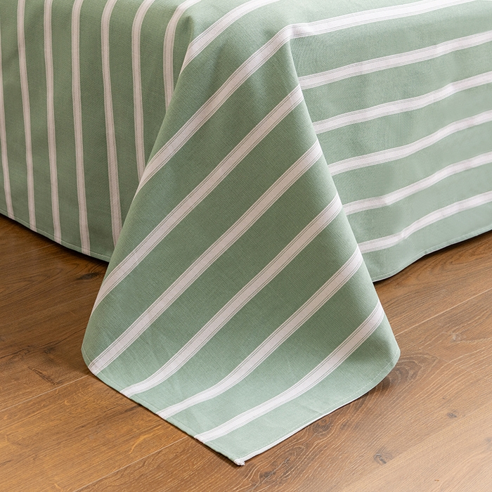 91家纺网 家纺一手货源 找家纺 居美良品 2026新款无印风正宗加厚老粗布床单单件枕套三件套可做凉席 雅致-绿