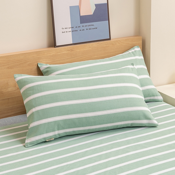 91家纺网 家纺一手货源 找家纺 居美良品 2026新款无印风正宗加厚老粗布床单单件枕套三件套可做凉席 雅致-绿