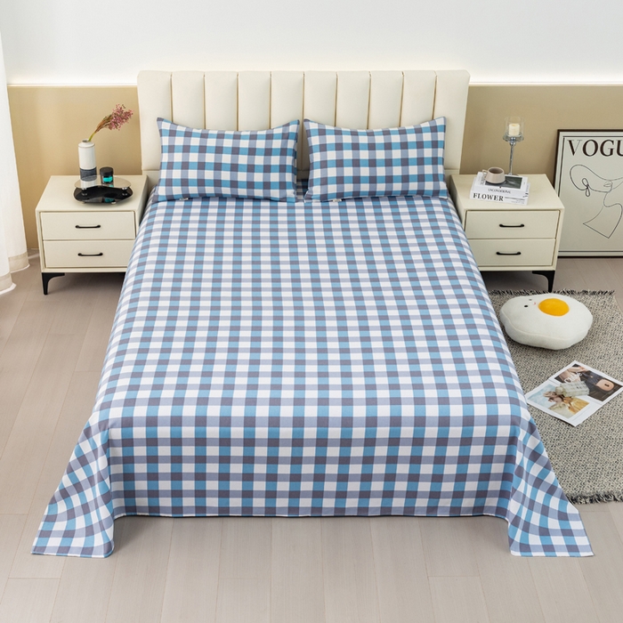 91家纺网 家纺一手货源 找家纺 居美良品 2026新款无印风正宗加厚老粗布床单单件枕套三件套可做凉席 阳光蓝格