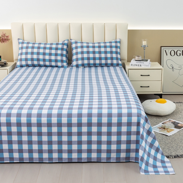 91家纺网 家纺一手货源 找家纺 居美良品 2026新款无印风正宗加厚老粗布床单单件枕套三件套可做凉席 阳光蓝格