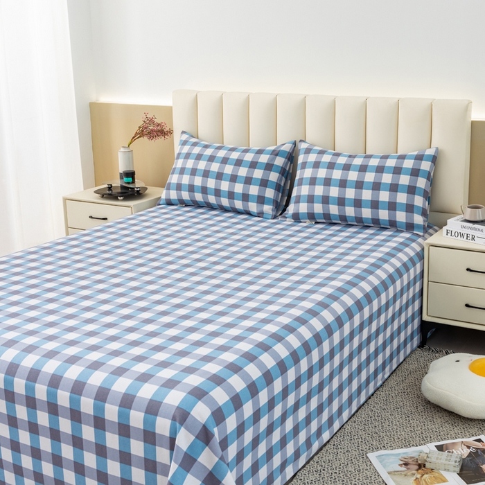 91家纺网 家纺一手货源 找家纺 居美良品 2026新款无印风正宗加厚老粗布床单单件枕套三件套可做凉席 阳光蓝格