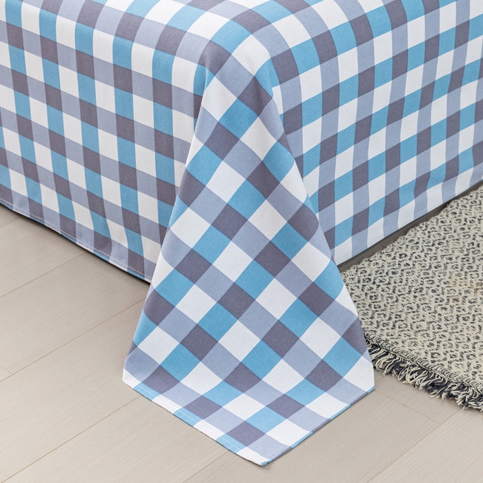 91家纺网 家纺一手货源 找家纺 居美良品 2026新款无印风正宗加厚老粗布床单单件枕套三件套可做凉席 阳光蓝格