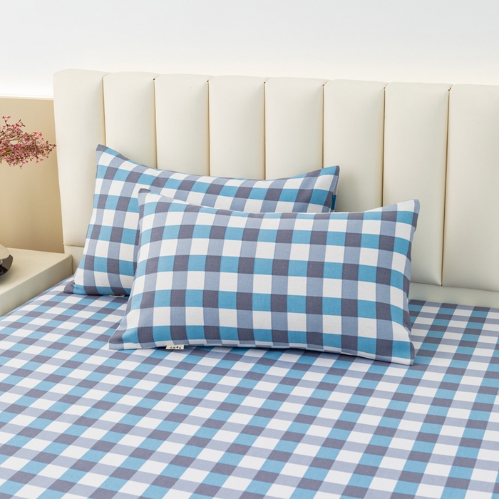 91家纺网 家纺一手货源 找家纺 居美良品 2026新款无印风正宗加厚老粗布床单单件枕套三件套可做凉席 阳光蓝格