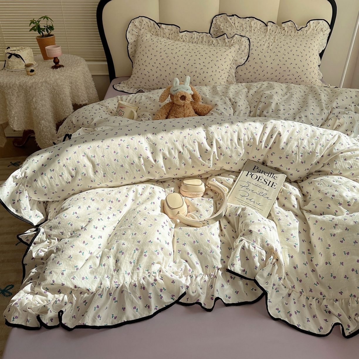 91家纺网 家纺一手货源 找家纺 （总）韩巢家纺 2026新款水洗棉花边款四件套