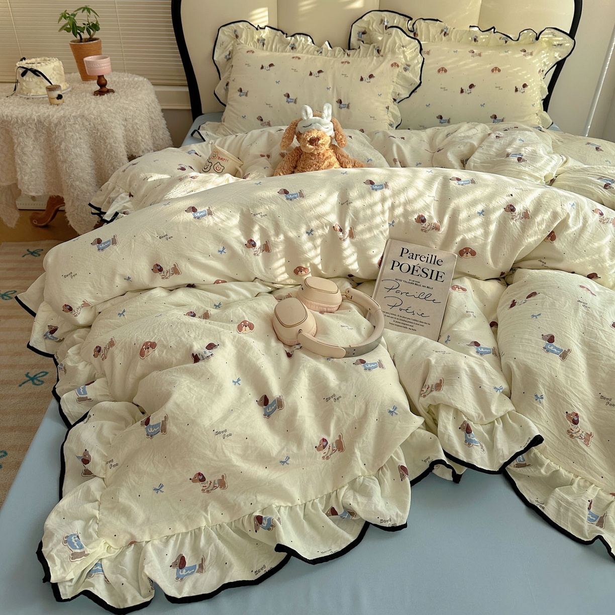 91家纺网 家纺一手货源 找家纺 （总）韩巢家纺 2026新款水洗棉花边款四件套