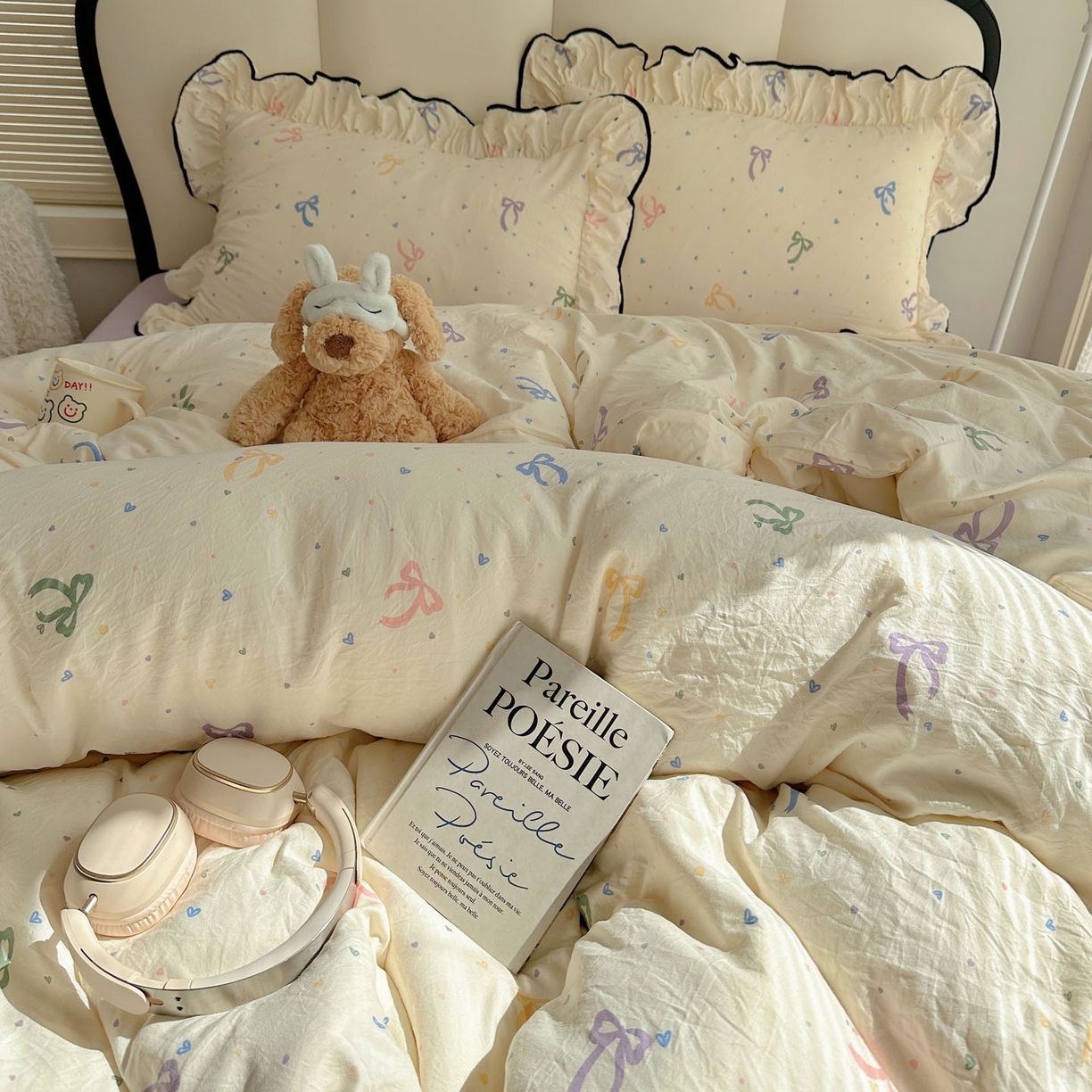 91家纺网 家纺一手货源 找家纺 韩巢家纺 2026新款水洗棉花边款四件套 星梦蝶结【大花边款】