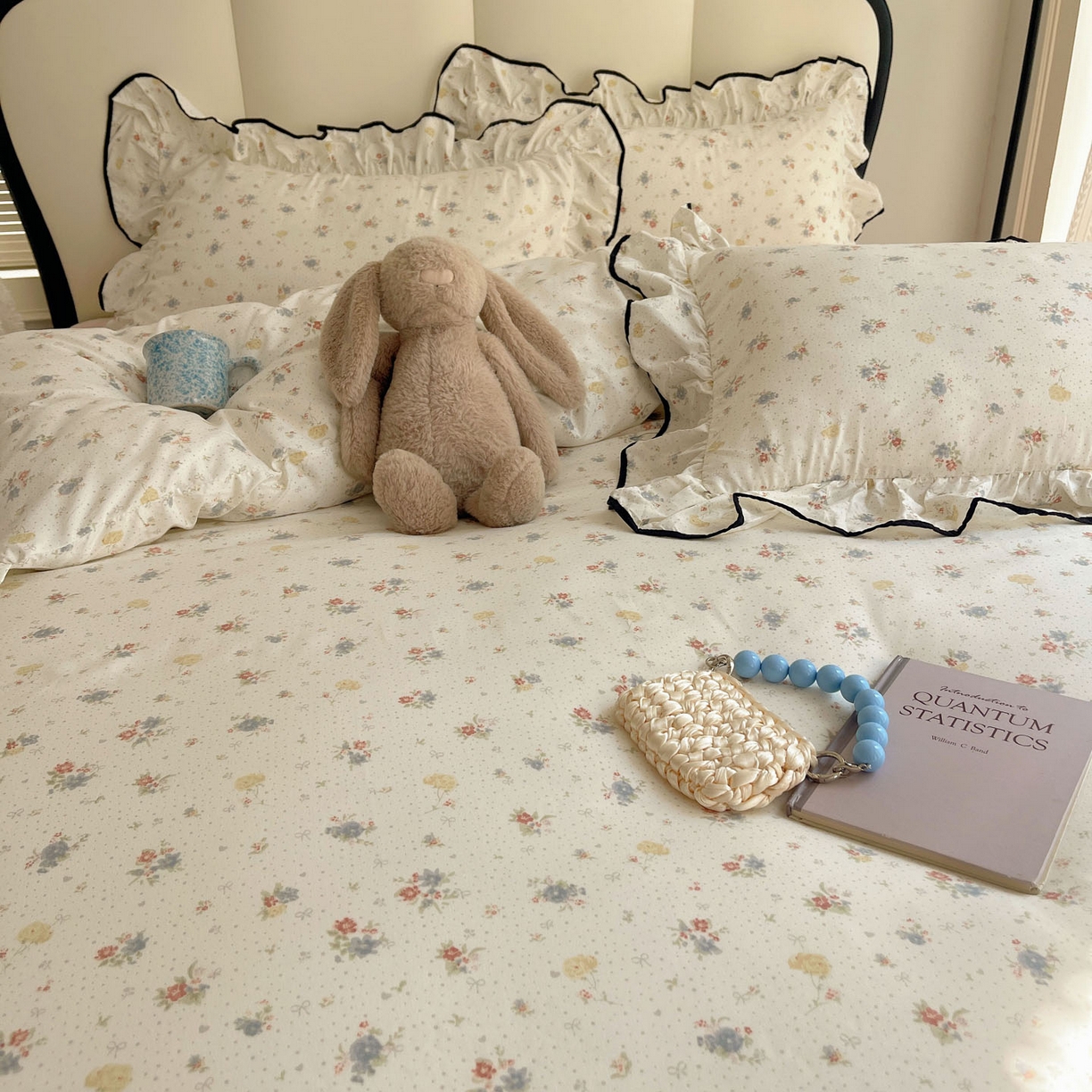 91家纺网 家纺一手货源 找家纺 韩巢家纺 2026新款水洗棉花边款四件套 繁花似梦【大花边款】