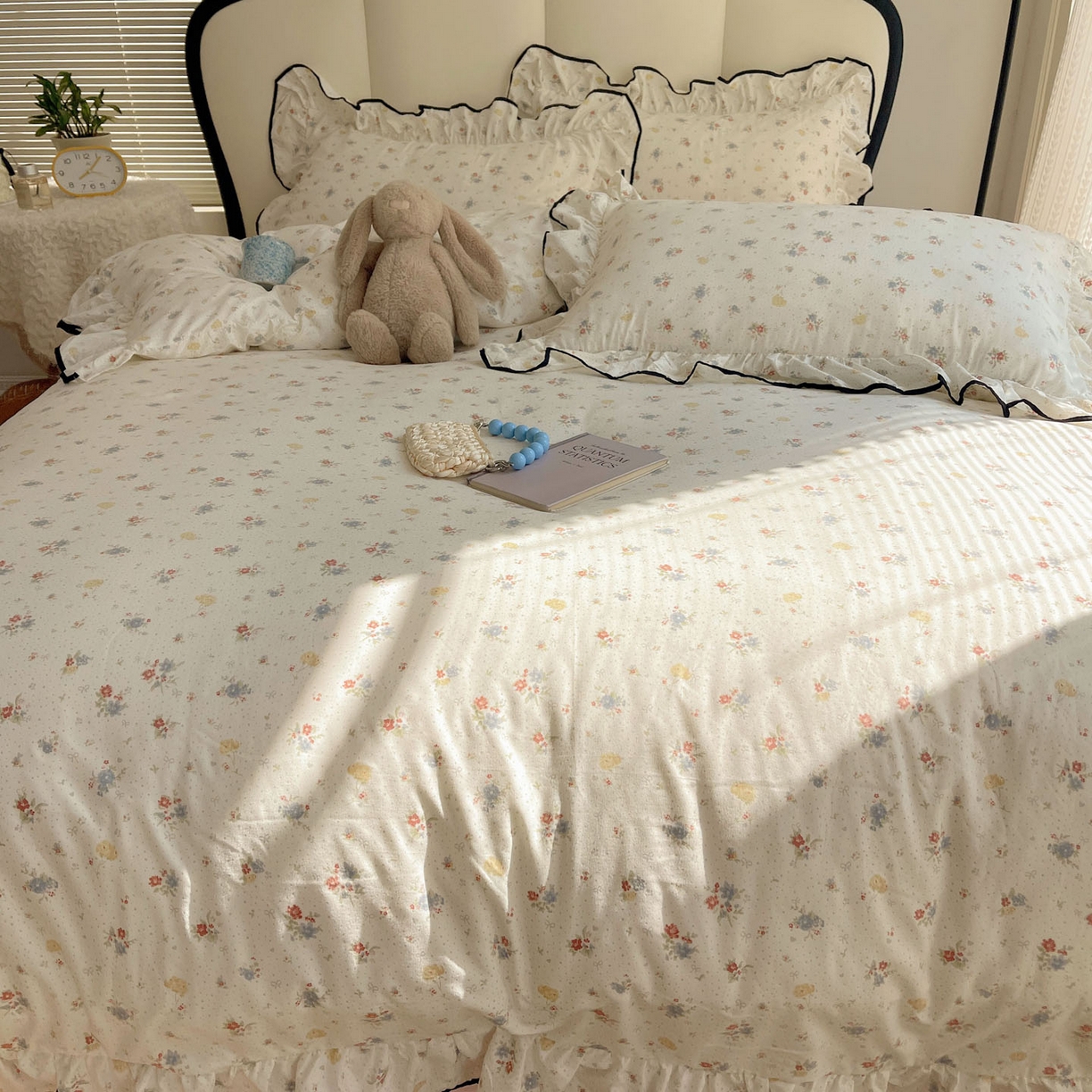 91家纺网 家纺一手货源 找家纺 韩巢家纺 2026新款水洗棉花边款四件套 繁花似梦【大花边款】