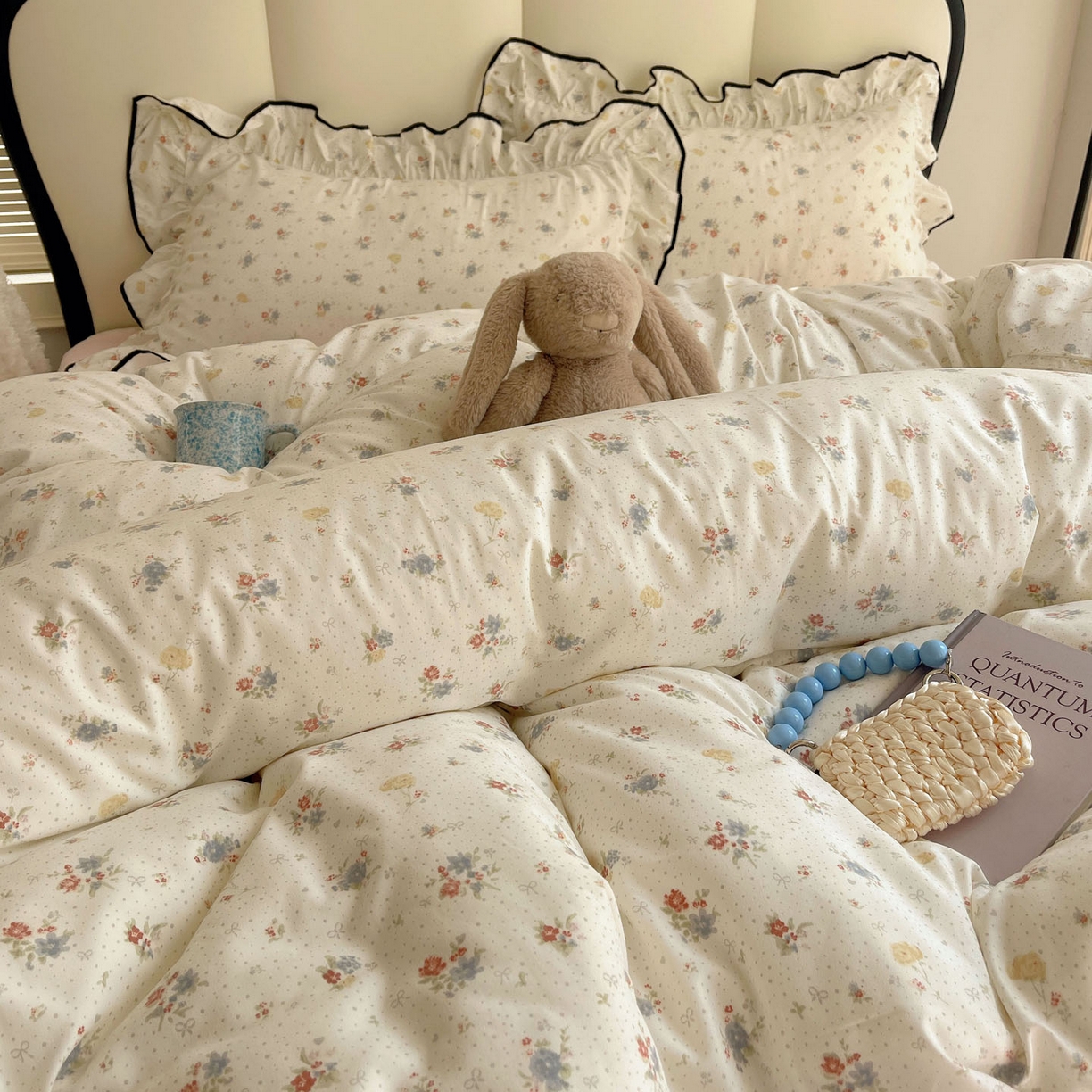 91家纺网 家纺一手货源 找家纺 韩巢家纺 2026新款水洗棉花边款四件套 繁花似梦【大花边款】