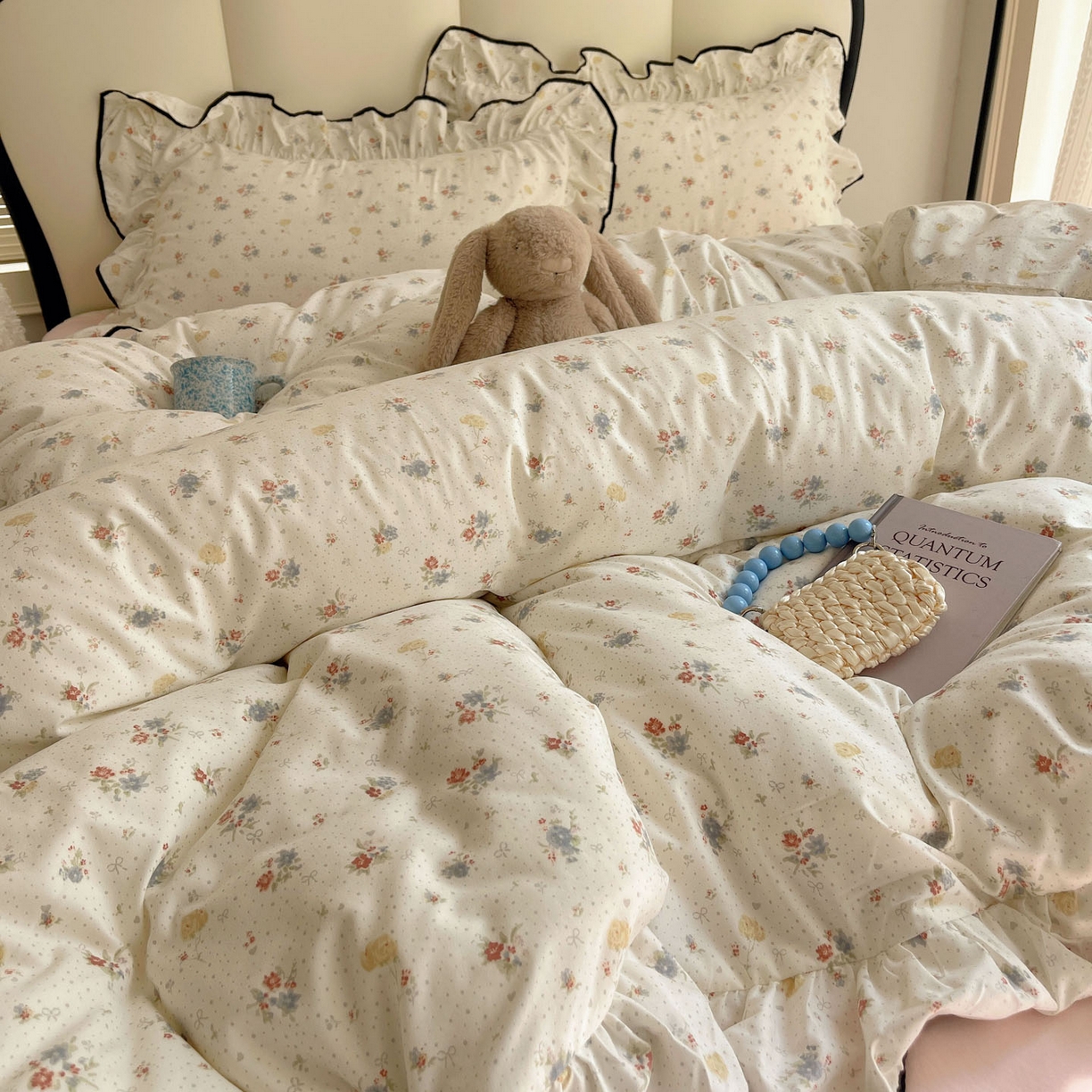 91家纺网 家纺一手货源 找家纺 韩巢家纺 2026新款水洗棉花边款四件套 繁花似梦【大花边款】