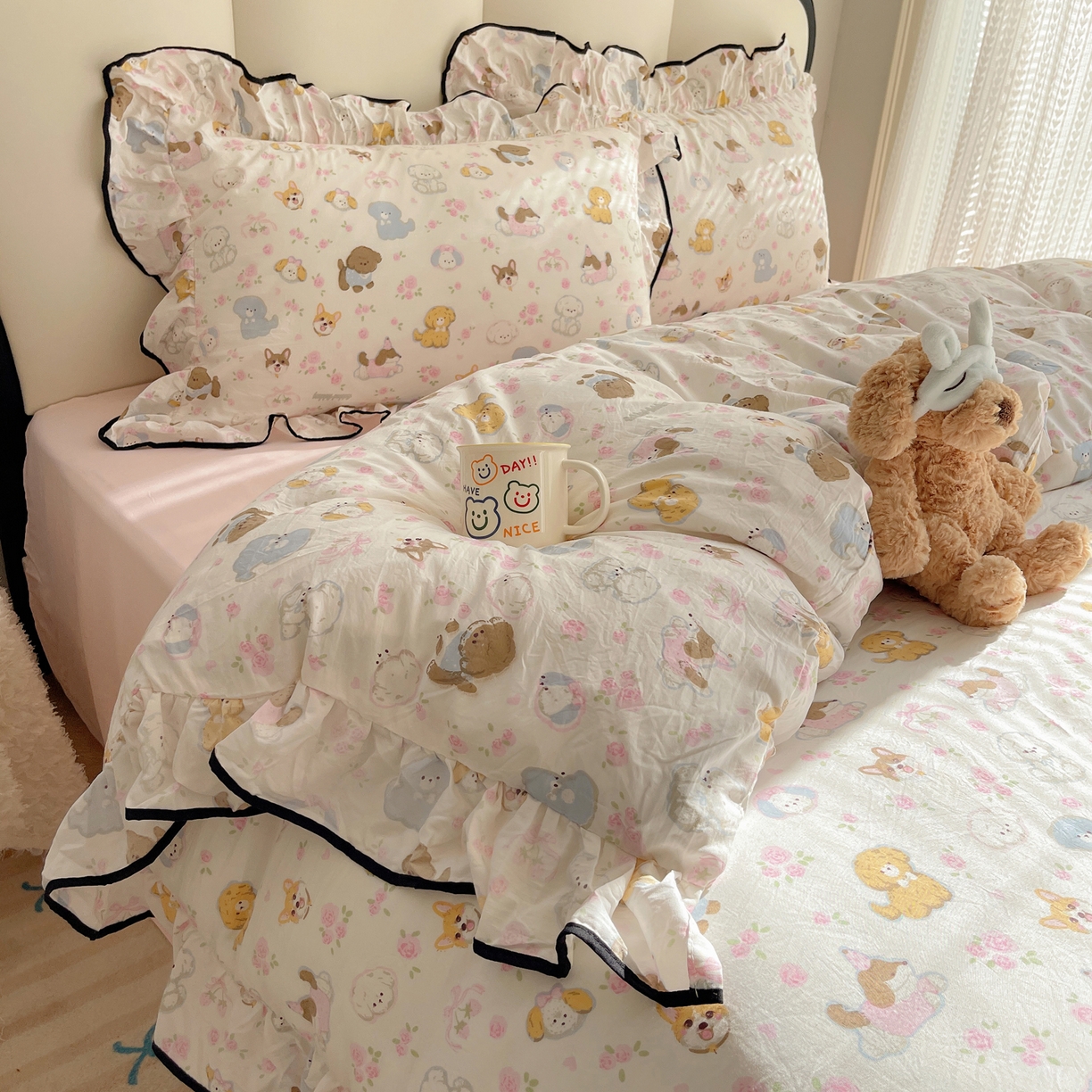 91家纺网 家纺一手货源 找家纺 （总）韩巢家纺 2026新款水洗棉花边款四件套