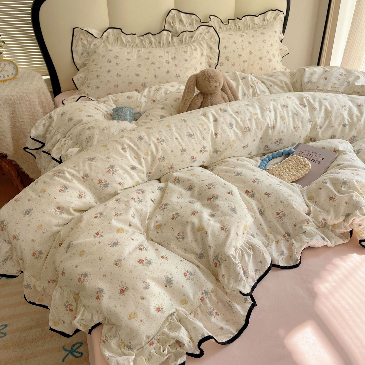 91家纺网 家纺一手货源 找家纺 韩巢家纺 2026新款水洗棉花边款四件套 繁花似梦【大花边款】