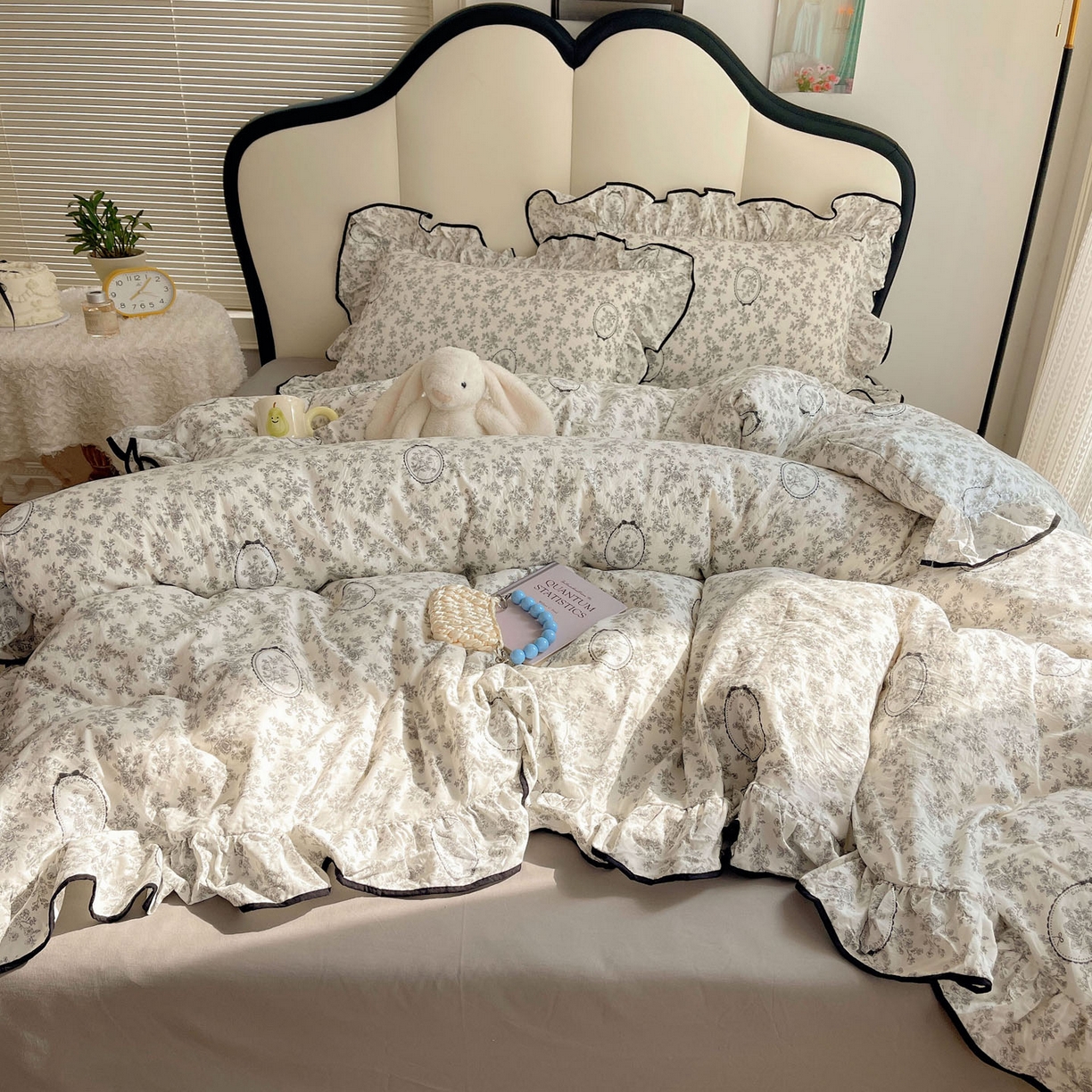 91家纺网 家纺一手货源 找家纺 韩巢家纺 2026新款水洗棉花边款四件套 花时宇间【大花边款】