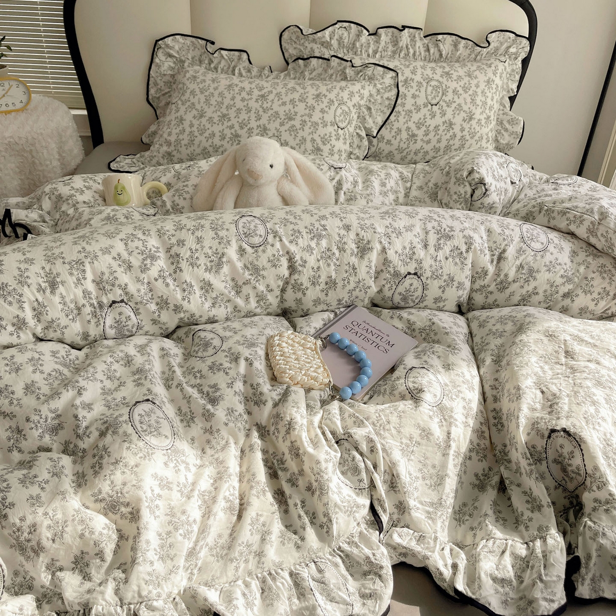 91家纺网 家纺一手货源 找家纺 韩巢家纺 2026新款水洗棉花边款四件套 花时宇间【大花边款】