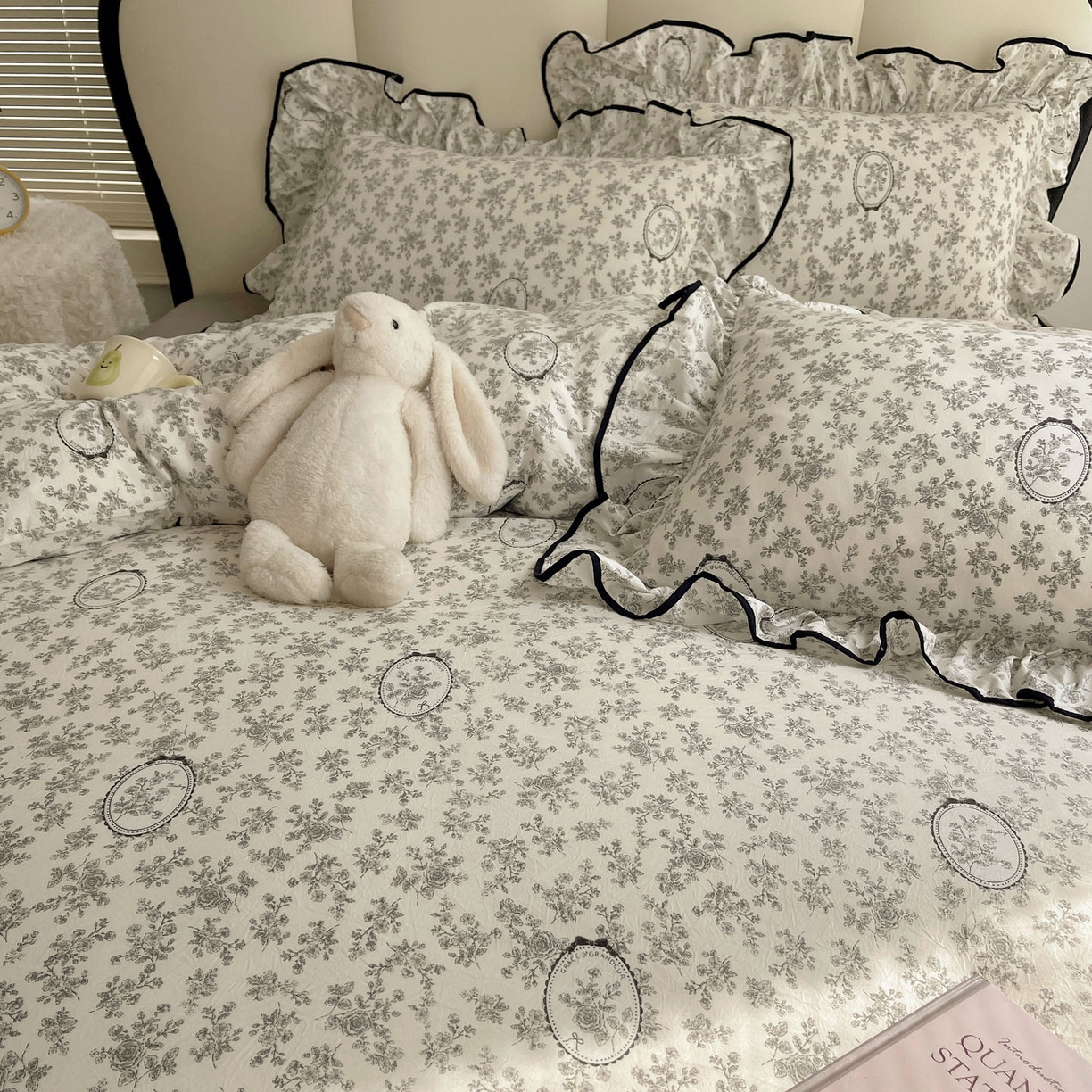 91家纺网 家纺一手货源 找家纺 韩巢家纺 2026新款水洗棉花边款四件套 花时宇间【大花边款】