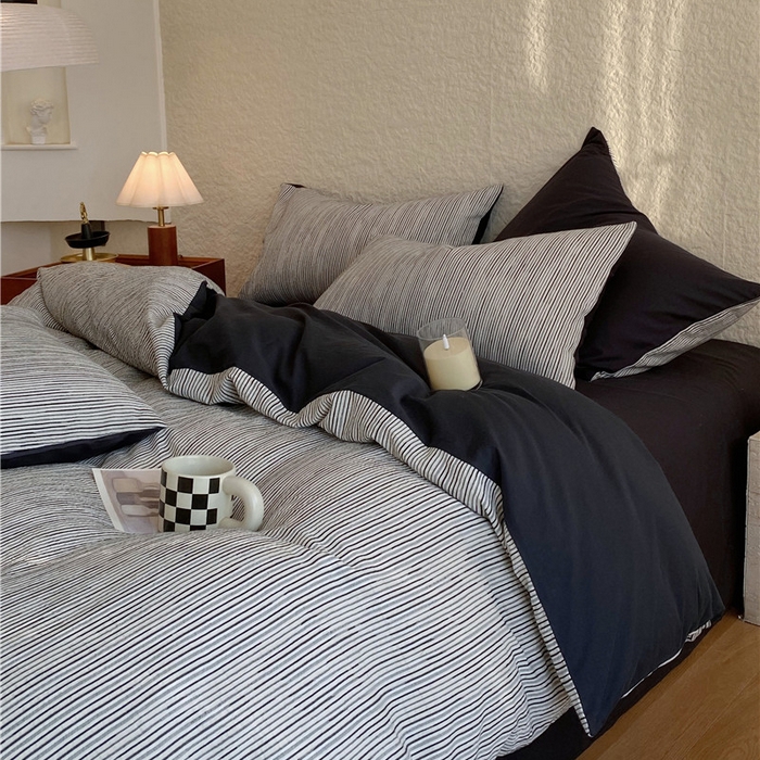 91家纺网 家纺一手货源 找家纺 （总）琪格格纺织 2026新款纯棉色织肌理纹提花华夫格纯棉轻奢简约款四件套