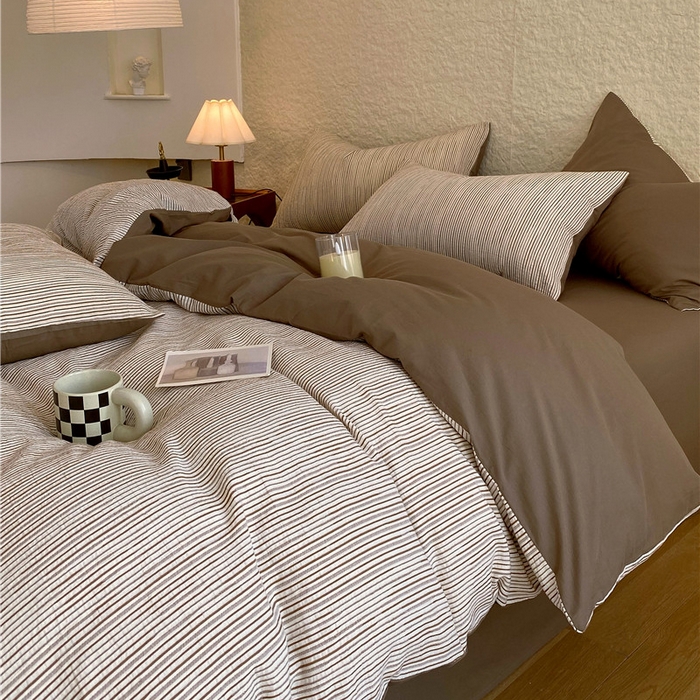 91家纺网 家纺一手货源 找家纺 （总）琪格格纺织 2026新款纯棉色织肌理纹提花华夫格纯棉轻奢简约款四件套