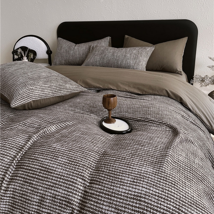 91家纺网 家纺一手货源 找家纺 琪格格纺织 2026新款纯棉色织肌理纹提花华夫格纯棉轻奢简约款四件套 莫诺克