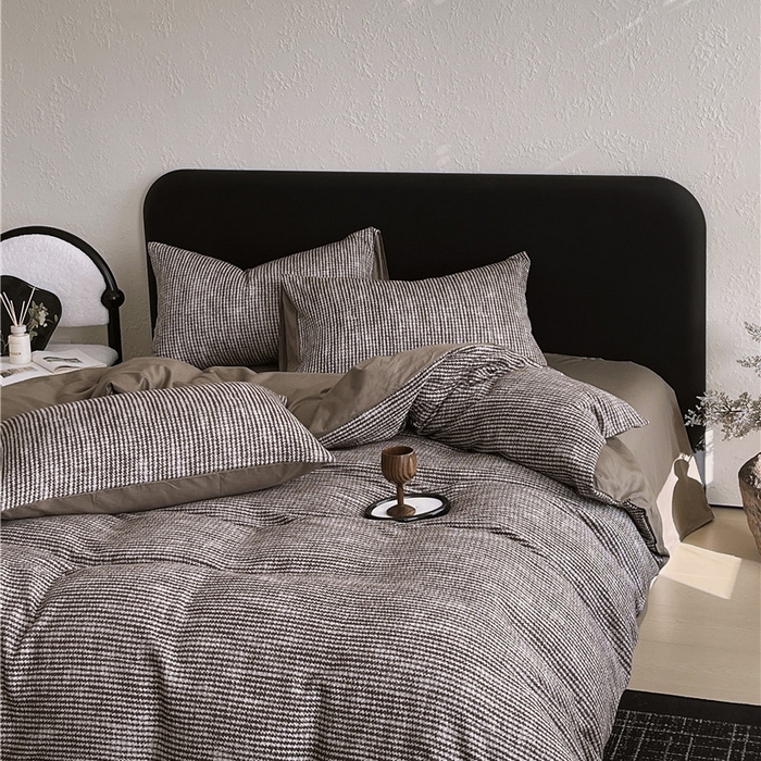 91家纺网 家纺一手货源 找家纺 琪格格纺织 2026新款纯棉色织肌理纹提花华夫格纯棉轻奢简约款四件套 莫诺克