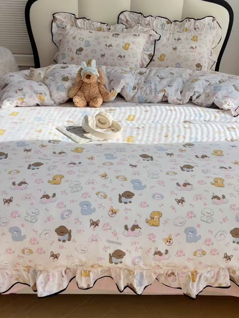 91家纺网 家纺一手货源 找家纺 （总）韩巢家纺 2026新款水洗棉花边款四件套